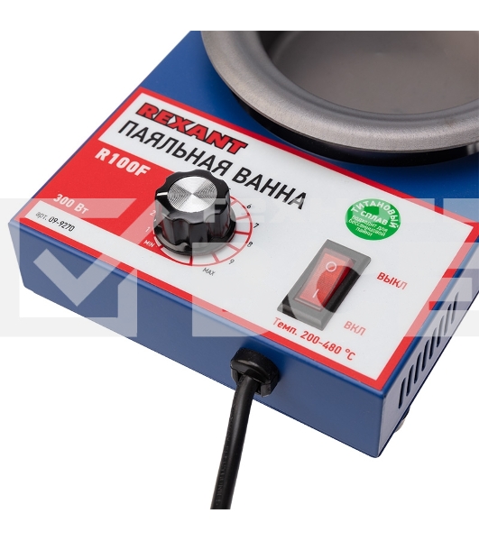 Паяльная ванна Rexant, модель R100F, 300 Вт, ø 100 мм, 200-480 °C, бессвинцовая