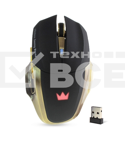 Мышь беспроводная Crown Gaming CMXG-605 черный, 1600 dpi, радиоканал, USB, кнопки - 6
