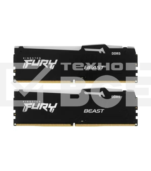 Оперативная память Kingston Fury Beast, DDR5, 16GB (2x8GB), 6000MHz, CL30, с радиаторами, RGB, черный