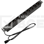 Блок распределения питания Rexant для 19' шкафов, горизонтальный, 9 розеток СЕЕ 7/4, 10A, без выкл, алюм корп, шнур 2м, вилка C14, фото6