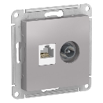 Розетка телевизионная +комп двойная RJ45+TV, кат.5E, механизм ATN000389 Schneider Electric Алюминий, фото 1