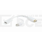 Конвертер HDMI->DisplayPort, Cablexpert DSC-HDMI-DP-W, HD19M+USBxHD20F, белый, фото 1