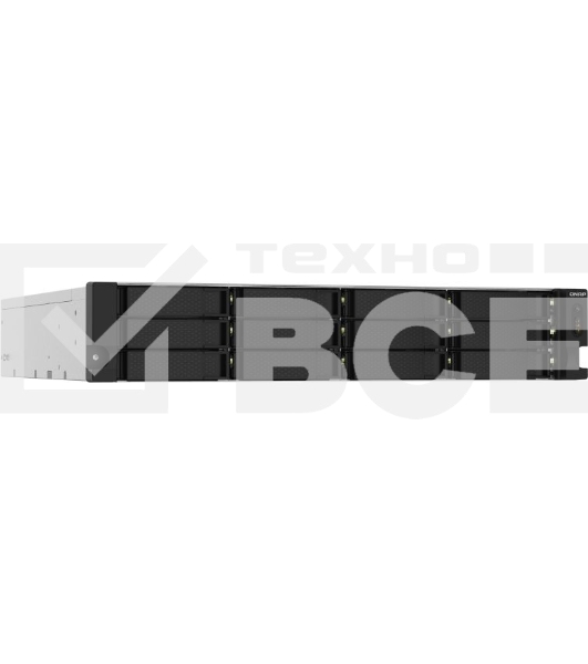 Сетевое хранилище без дисков SMB QNAP TS-1232PXU-RP-4G 12-Bay quad-core 64-bit AL324 1.7 GHz rackmount NAS with 250W redundant PSU, 4GB DDR4 UDIMM RAM (max 1x16GB), SATA 6Gb/s, 2x 10GbE SFP+ LAN, 2x2.5 GbE LAN, 1x PCIe Gen2 x2 slot. W/o RAIL-B02