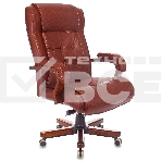 Кресло руководителя Бюрократ T-9926WALNUT светло-коричневый Leather Eichel, кожа, крестовина металл/дерево, фото5