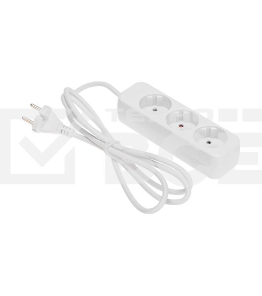 Удлинитель Rexant STANDARD 3 гнезда, 1,5м, 2х1,0мм², б/з, белый