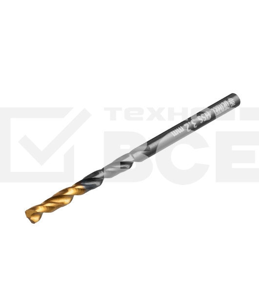 Сверло по металлу, 3,2 мм, HSS-Tin, Golden Tip, 10 шт. Denzel