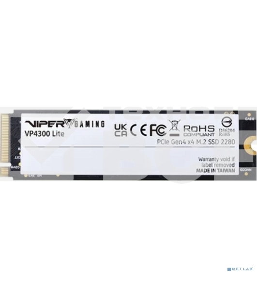 Накопитель SSD Patriot Viper VP4300 Lite, 1Tb, PCIe 4.0 x4, M.2 2280, NVMe, R/W 7400/6400, с радиатором