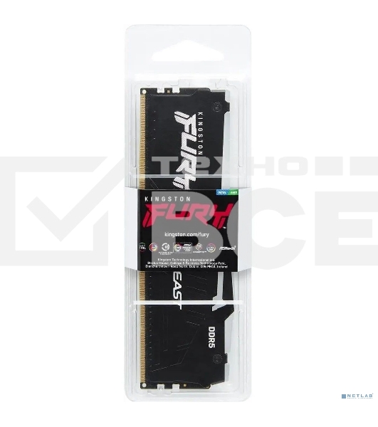 Оперативная память Kingston Fury Beast, DDR5, 32GB (1x32GB), 6000MHz, CL30, с радиатором, RGB, черный