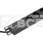 Блок распределения питания Rexant для 19' шкафов, горизонтальный, 9 розеток СЕЕ 7/4, 10A, без выкл, алюм корп, шнур 2м, вилка C14, фото5