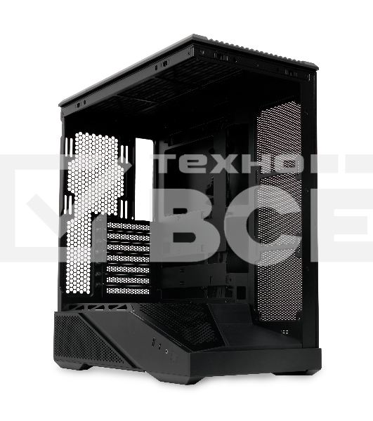 Компьютерный корпус без блока питания HSPD F711-TGbK, Panoramic Full Tower, Black, TG, 0.7 SPCC, no fans ATX, mATX, mITX 190/420/280мм 2x2.5', 2x3.5', 7xPCI 1xUSB-A 3.0, 1xUSB-C 445x235x475мм