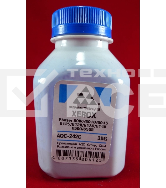 Тонер XEROX Phaser 6000/6010/6015/6125/6128/6130/6140/6500/6505 Cyan, (фл.30г.) AQC фас. России