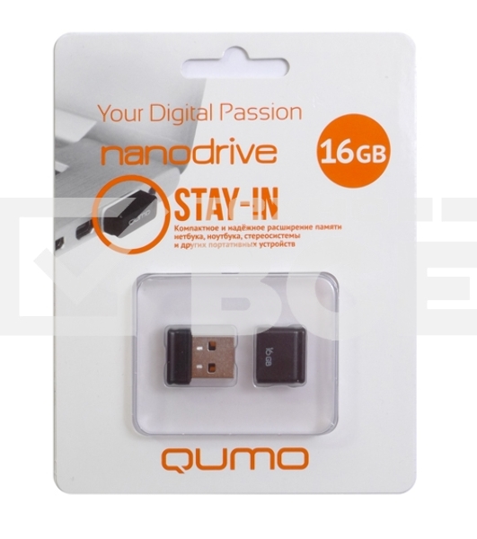 Флэш Диск QUMO 16GB NANO QM16GUD-NANO-B Black