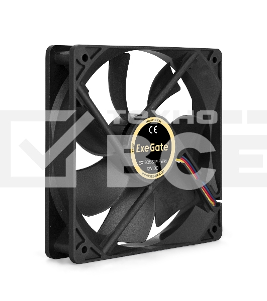 Вентилятор для корпуса ExeGate E12025S4P-PWM черный, 120 мм, 1500 об/мин, 25 дБ, 4 pin
