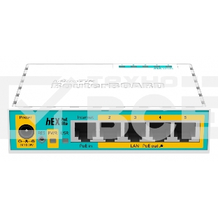 Маршрутизатор MikroTik RB750UPr2 hEX PoE lite 5x Ethernet, раздача PoE, 650 МГц ЦП, 64 МБ 5-портовый 100-Мбитный маршрутизатор с поддержкой PoE на 4-х портах