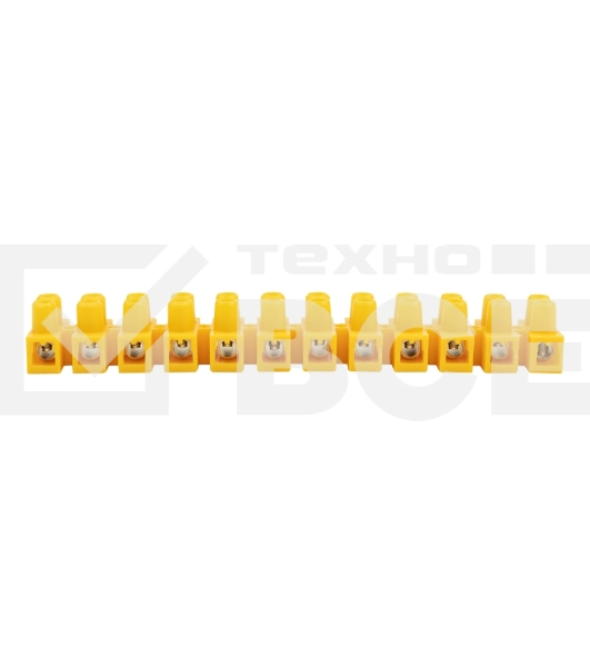 Клеммная винтовая колодка KВ-12 4-12, ток 16 A, полиэтилен желтый Rexant (10 шт./уп.)