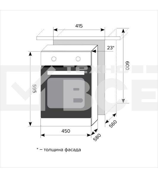 Духовой шкаф LEX EDP 4590 BL Matt Edition  объем 55л, LED таймер, 9 функций, встраиваемый