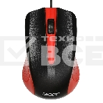 Мышь проводная Acer OMW012 черный/красный, 1200 dpi, USB, кнопки - 3, фото 1