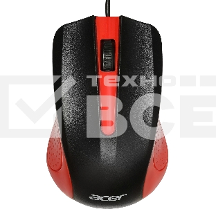 Мышь проводная Acer OMW012 черный/красный, 1200 dpi, USB, кнопки - 3