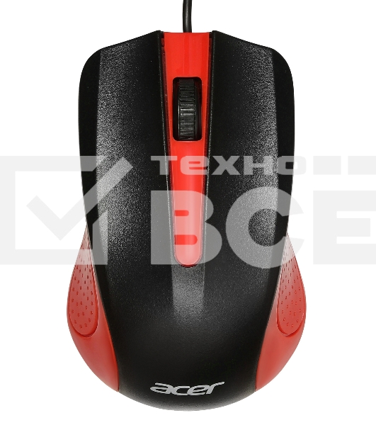 Мышь проводная Acer OMW012 черный/красный, 1200 dpi, USB, кнопки - 3