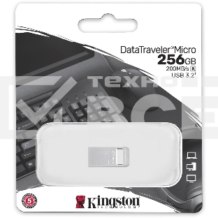 Флеш диск Kingston 256Gb DataTraveler Micro DTMC3G2/256GB USB3.0 серебристый