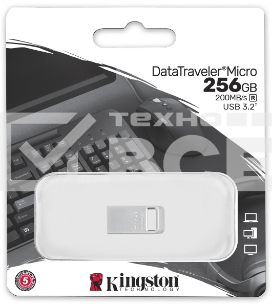 Флеш диск Kingston 256Gb DataTraveler Micro DTMC3G2/256GB USB3.0 серебристый