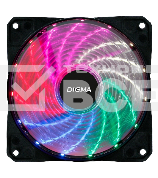 Вентилятор для корпуса Digma DFAN-FRGB2 черный, 120 мм, 1200 об/мин, 23 дБ, 4 pin