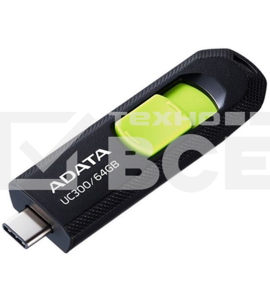 Флеш диск A-Data 64Gb Type-C UC300 ACHO-UC300-64G-RBK/GN USB3.2 черный/зеленый