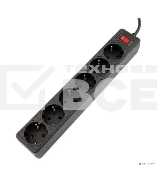 Сетевой фильтр 5bites GARDA SP6B-550 6S/3x0.75 мм2/5 м/черный