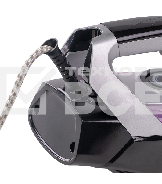 Утюг Galaxy Line GL 6128, фиолетовый с черным, паровой, 2200 Вт, постоянный пар 30 г/мин, паровой удар 140 г/мин, функции: самоочистка, антикапля, антинакипь, функция увлажнения, вертикальное отпаривание, защита от перегрева,  индикатор нагрева, керамичес