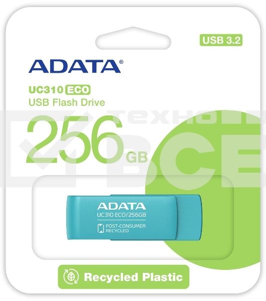 Флеш диск ADATA UC310E 256Gb USB 3.2 Gen1 зеленый UC310E-256G-RGN