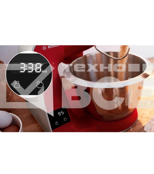 Кухонная машина Bosch MUM5X720 планетар.вращ. 1000Вт красный/серый