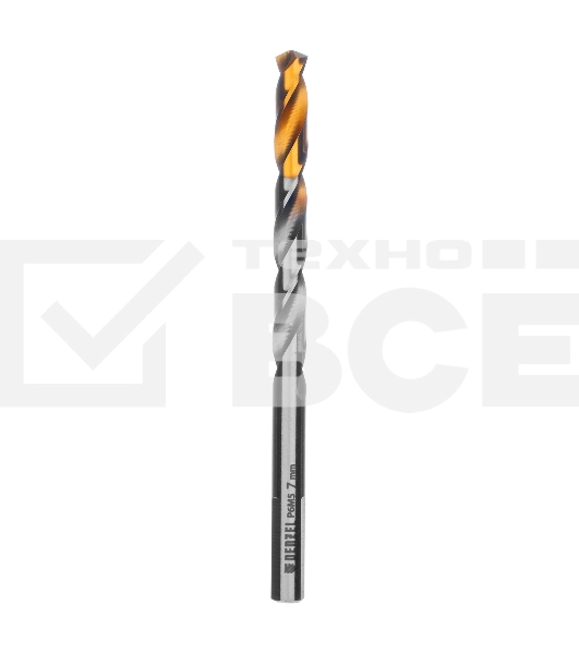 Сверло спиральное по металлу 7,0 x 109мм, Р6М5, Golden Tip Denzel
