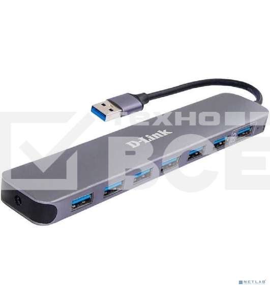 Концентратор с 7 портами USB 3.0 D-Link DUB-1370/B2A (1 порт с поддержкой режима быстрой зарядки)