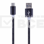 Шнур USB 3.1 type C (male)-USB 2.0 (male) в тканевой оплетке 1 м черный Rexant, фото2