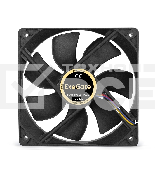Вентилятор для корпуса ExeGate E12025S4P-PWM черный, 120 мм, 1500 об/мин, 25 дБ, 4 pin