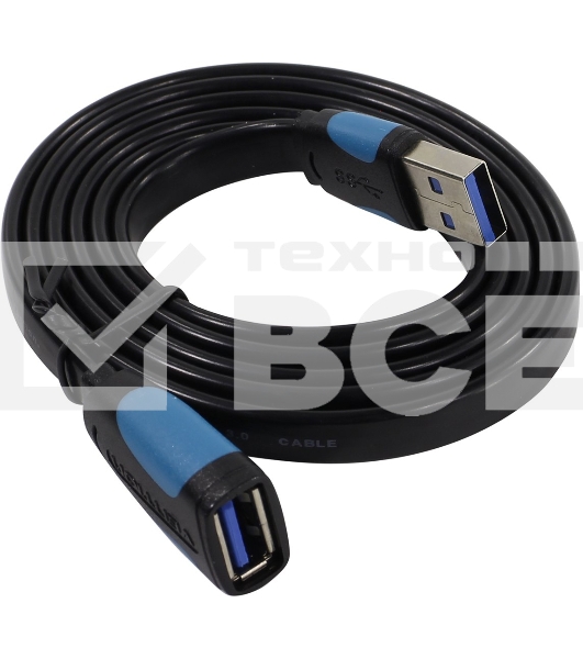 Кабель-удлинитель Vention USB 3.0 AM/AF - 1м плоский VAS-A13-B100