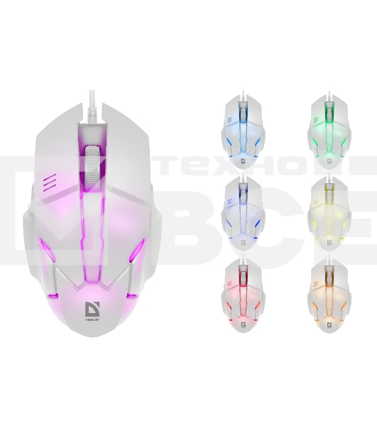 Мышь проводная Defender Host MB-982 белый, 1000 dpi, USB, кнопки - 3
