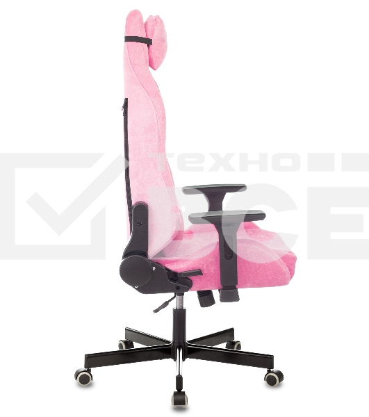 Кресло игровое Knight N1 Fabric розовый Velvet 36 с подголов. крестовина металл