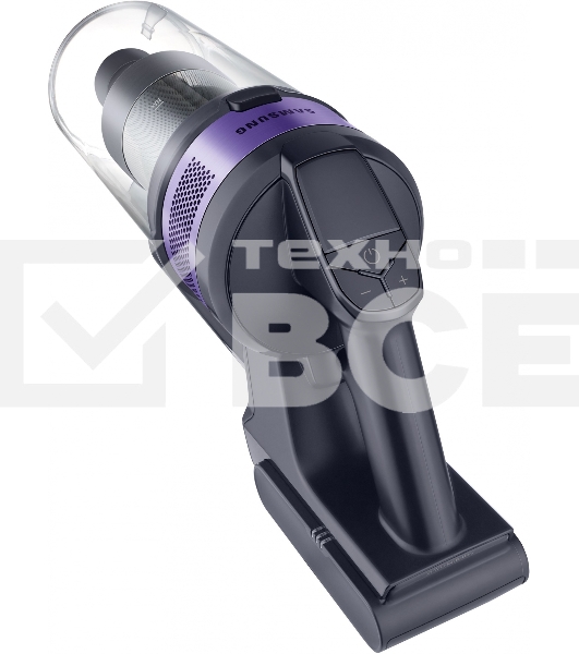 Пылесос вертикальный Samsung VS15A6031R4/EV фиолетовый/чёрный, питание от аккумулятора, 150 Вт, уборка сухая, пылесборник 0.8 л, работа от АКБ max 40 мин.