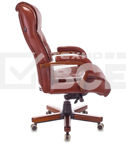 Кресло руководителя Бюрократ T-9926WALNUT светло-коричневый Leather Eichel, кожа, крестовина металл/дерево