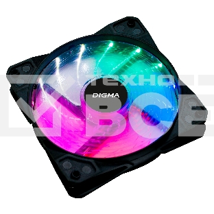 Вентилятор для корпуса Digma DFAN-FRGB2 черный, 120 мм, 1200 об/мин, 23 дБ, 4 pin