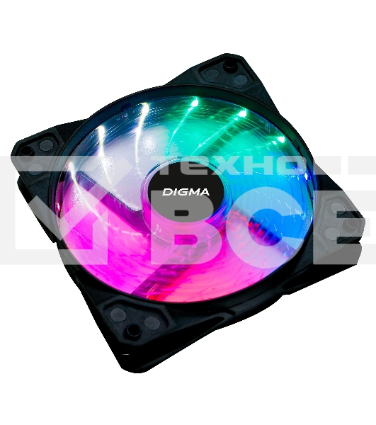Вентилятор для корпуса Digma DFAN-FRGB2 черный, 120 мм, 1200 об/мин, 23 дБ, 4 pin