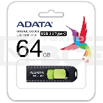 Флеш диск A-Data 64Gb Type-C UC300 ACHO-UC300-64G-RBK/GN USB3.2 черный/зеленый, фото 1