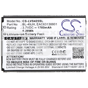 Аккумулятор CameronSino  CS-LVS425SL BL-49JH для LG K120  3.7V / 1700mAh / 6.29Wh