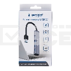 Разветвитель USB3.1 Gembird UHB-C484, 4хUSB, с доп.питанием (порт Type-C), кабель USB 19см, алюминий, коробка, фото 1