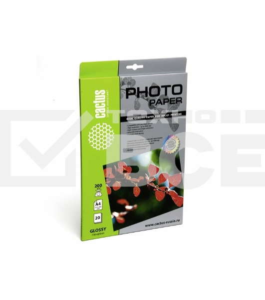 Фотобумага Cactus CS-GA420020 глянцевая А4 200 г/м2 20 листов