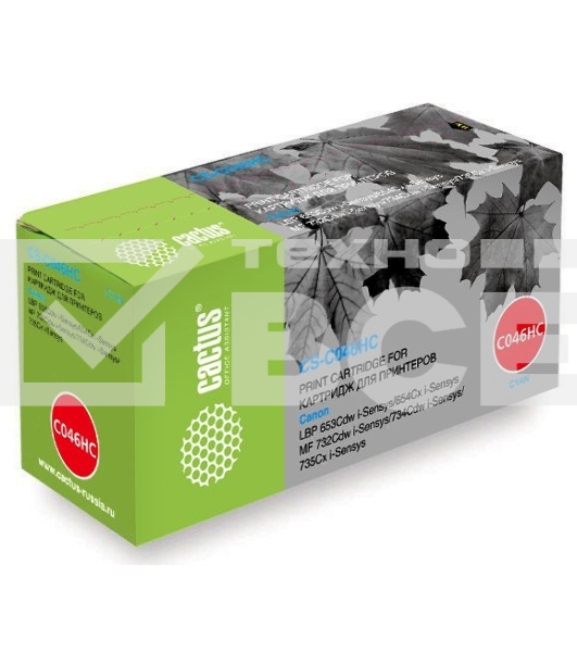 Картридж лазерный Cactus CS-C046HC голубой (5000стр.) для Canon LBP 653Cdw/654Cx/MF732Cdw/734Cdw/735Cx
