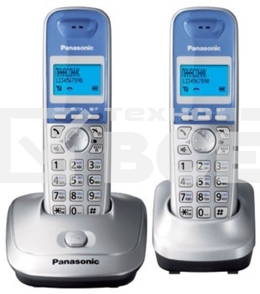 Телефон беспроводной (DECT) Panasonic KX-TG2512RUS (серебристый) {Доп трубка в комплекте,АОН, Caller ID,спикерфон на трубке,полифония}