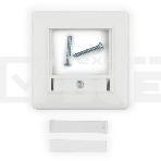 Рамка для розетки квадратная 80x80 евро белая с металл.прокладкой, фото3