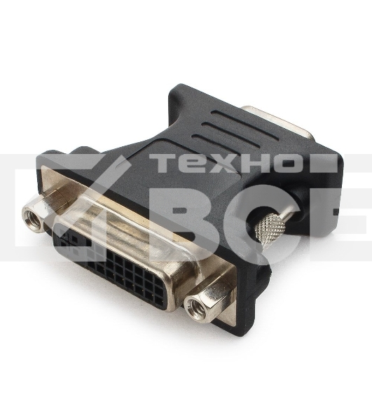 Переходник Cablexpert VGA-DVI, 15M/25F, черный, пакет (A-VGAM-DVIF-01)
